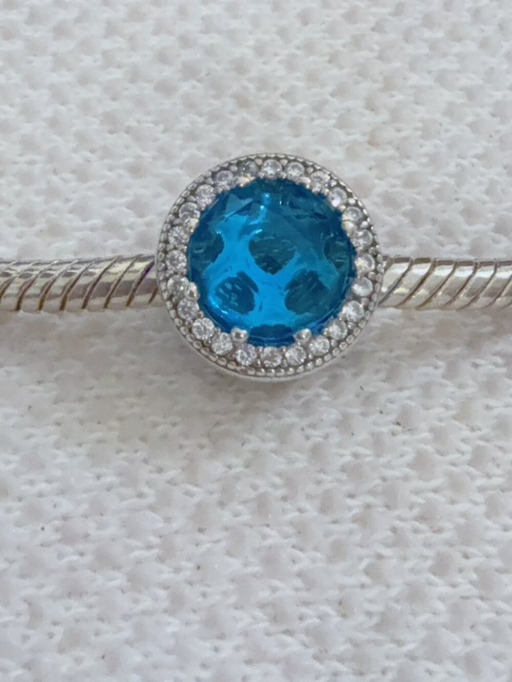 Blue Radiant Heart Charm S925 Silver Charm For Pandora Bracelet